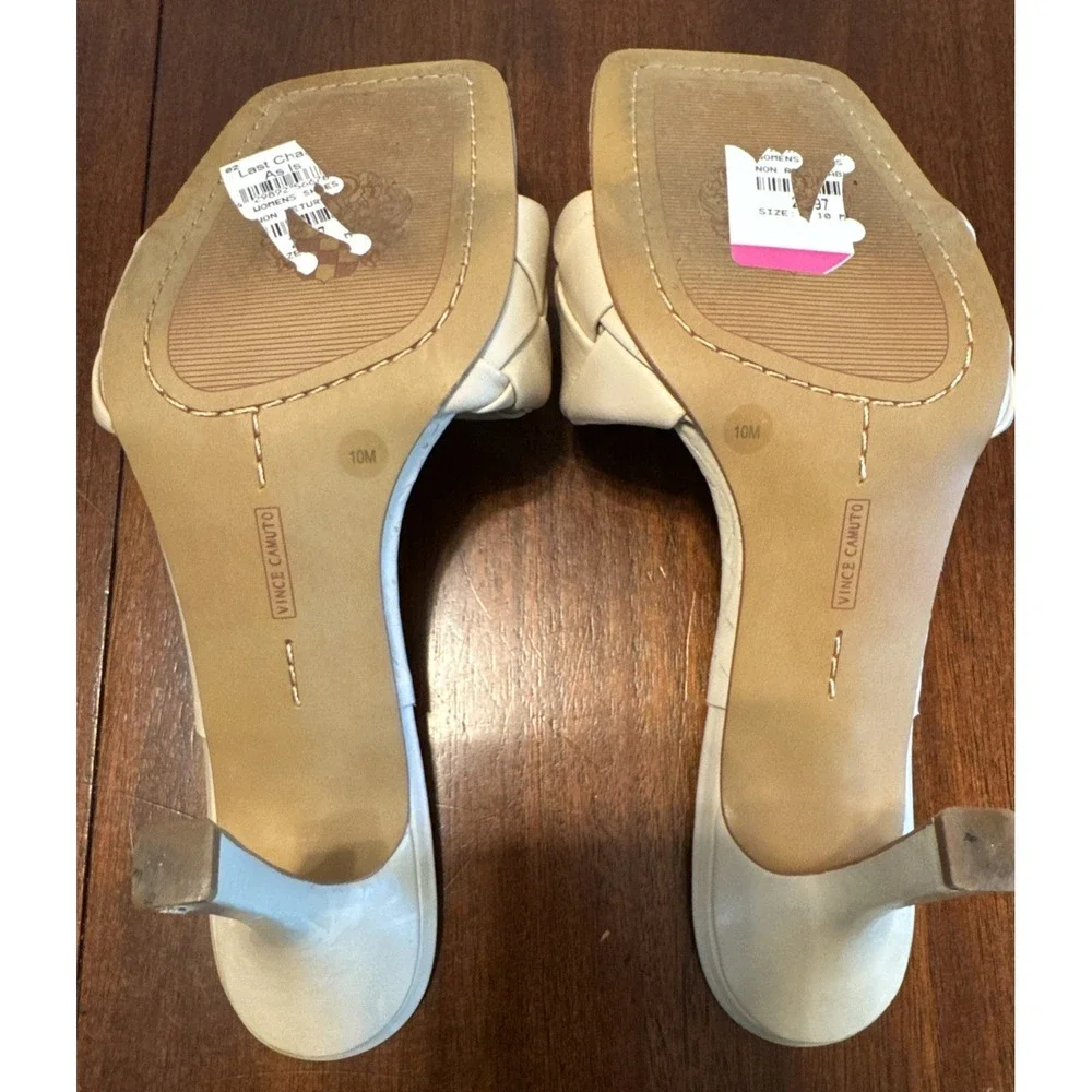 Vince Camuto Brelanie Nude Woven Knot Mule‎ Heels Women's Size 10M